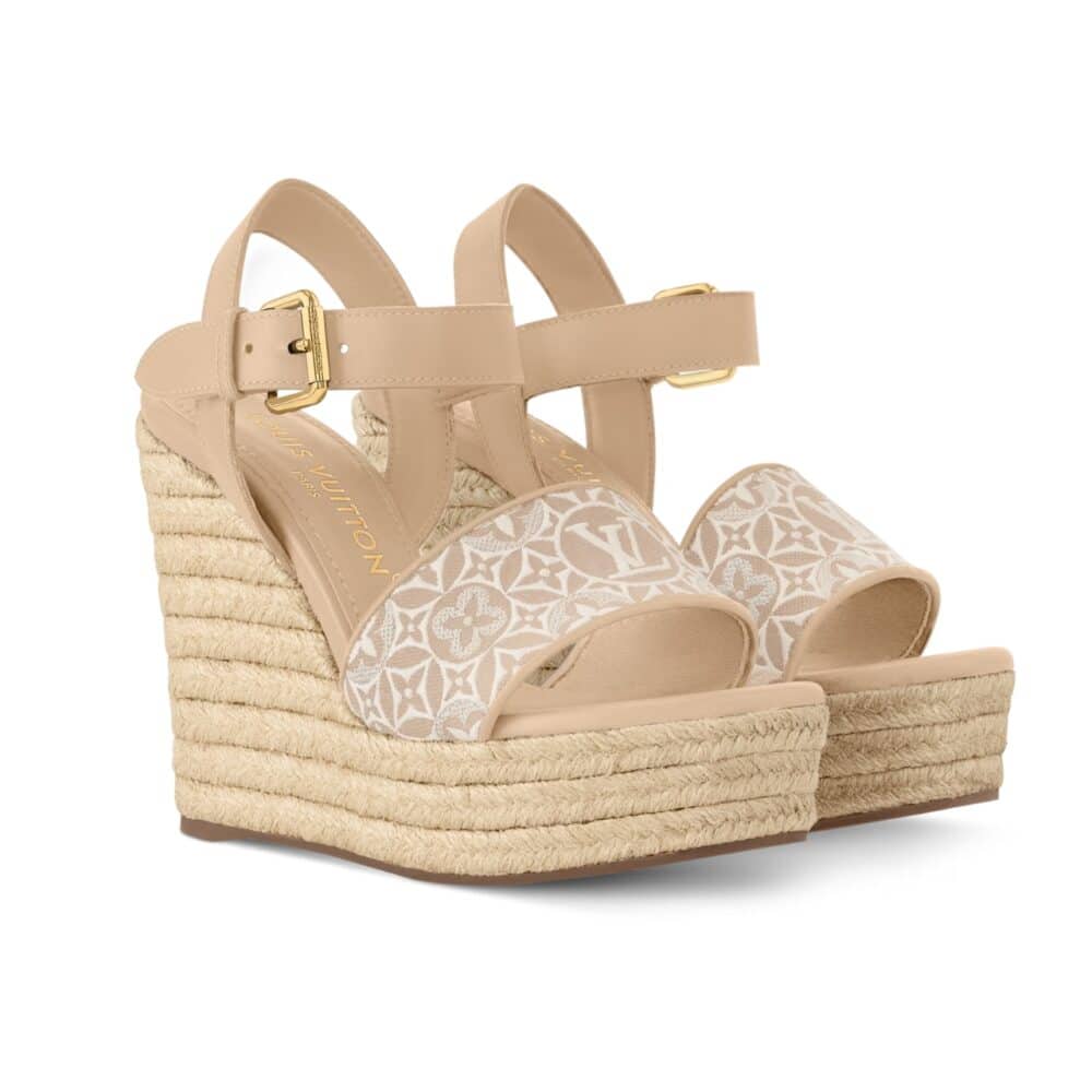 LOUIS VUITTON HELIOS WEDGE ESPADRILLE BEIGE 1AHLL6