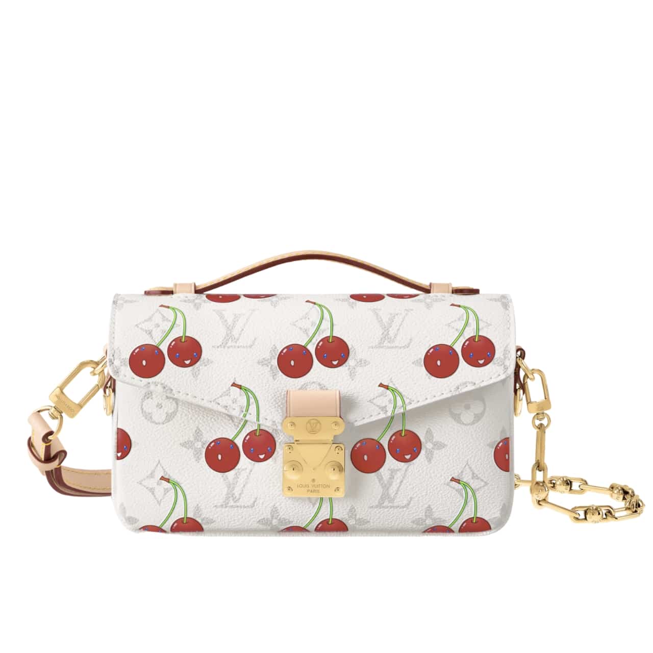 LOUIS VUITTON X MURAKAMI POCHETTE MÉTIS EAST WEST MONOGRAM CHERRY WHITE 21CM M14231
