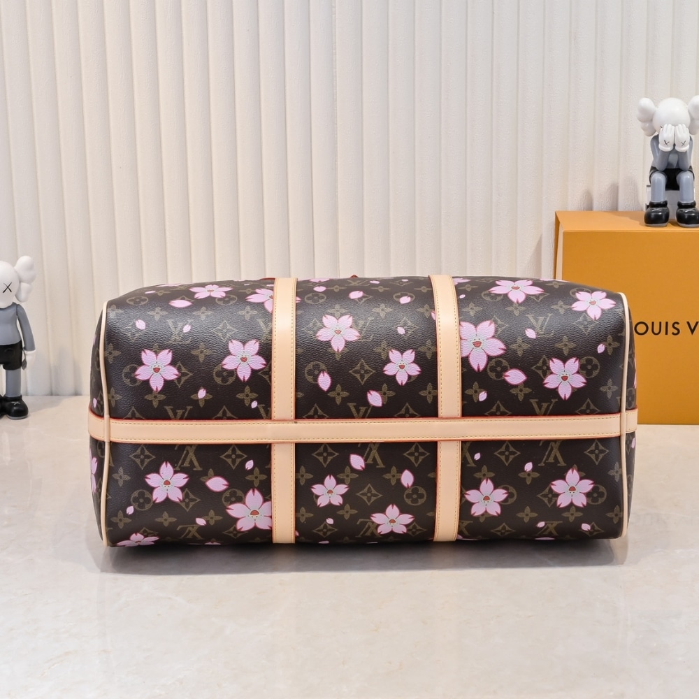 SUMMER SET: LOUIS VUITTON X TAKASHI MURAKAMI KEEPALL BANDOULIÈRE 45 BROWN 45CM & ZIPPY WALLET SAKURA BROWN 19CM - Image 5