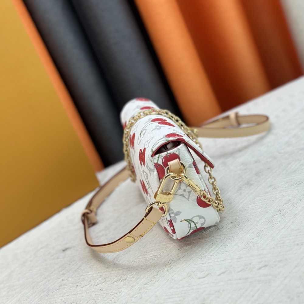 LOUIS VUITTON X MURAKAMI WALLET ON CHAIN IVY MONOGRAM CHERRY WHITE 23CM M14239 - Image 3