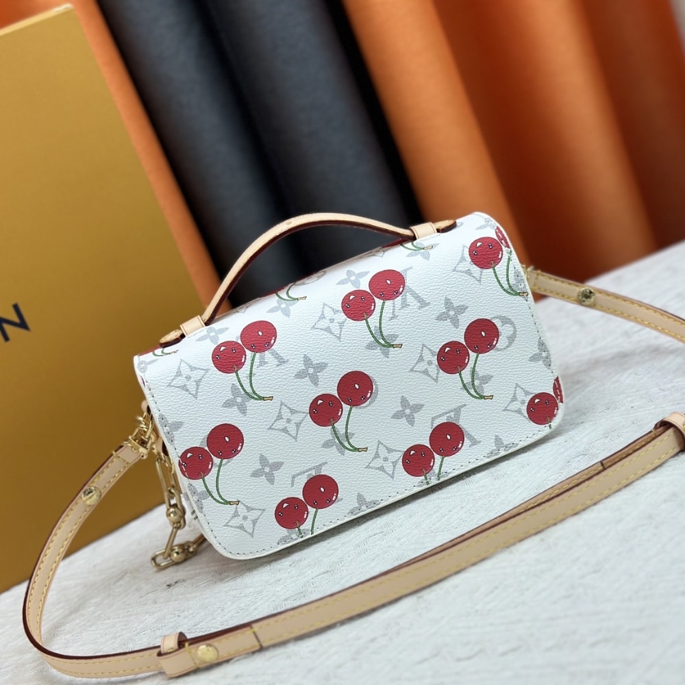 LOUIS VUITTON X MURAKAMI POCHETTE MÉTIS EAST WEST MONOGRAM CHERRY WHITE 21CM M14231 - Image 4