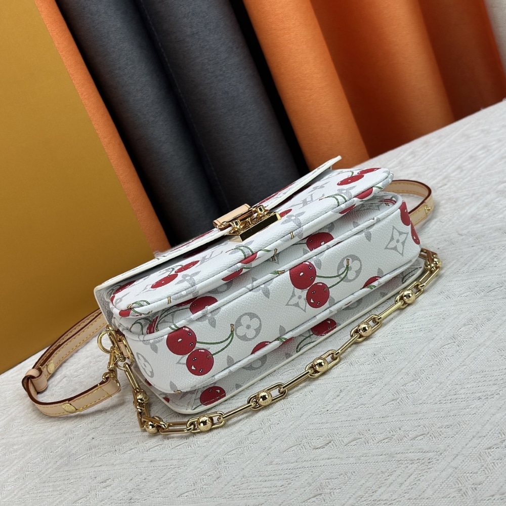 LOUIS VUITTON X MURAKAMI POCHETTE MÉTIS EAST WEST MONOGRAM CHERRY WHITE 21CM M14231 - Image 5