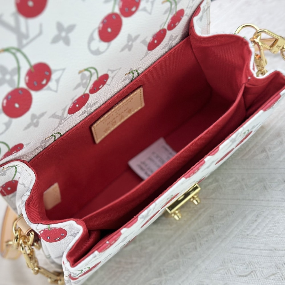 LOUIS VUITTON X MURAKAMI POCHETTE MÉTIS EAST WEST MONOGRAM CHERRY WHITE 21CM M14231 - Image 6