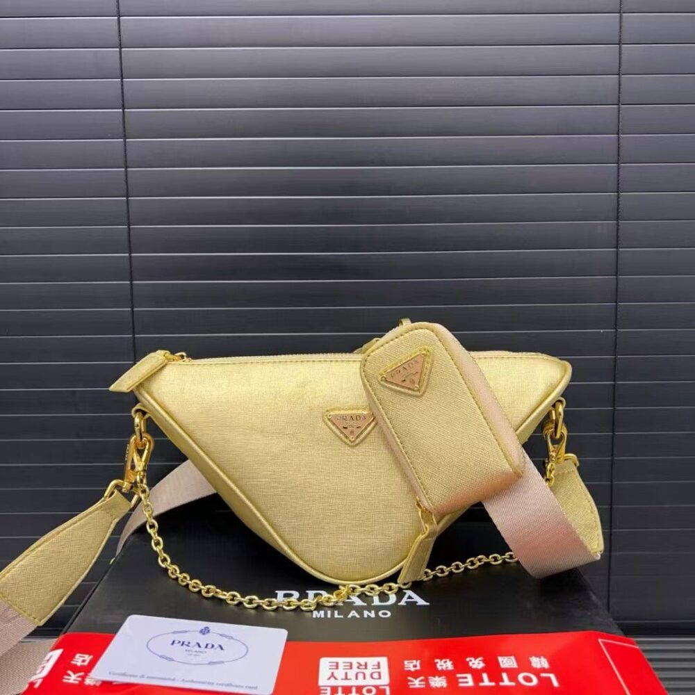 PRADA TRIANGLE SHOULDER BAG YELLOW