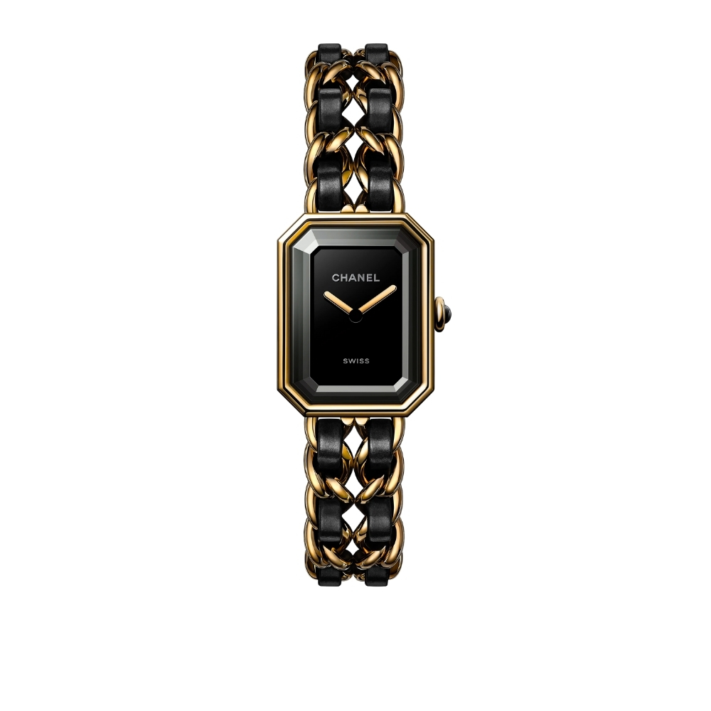 CHANEL PREMIERE EDITION ORIGINAL WATCH GOLD BLACK 26MM H6951