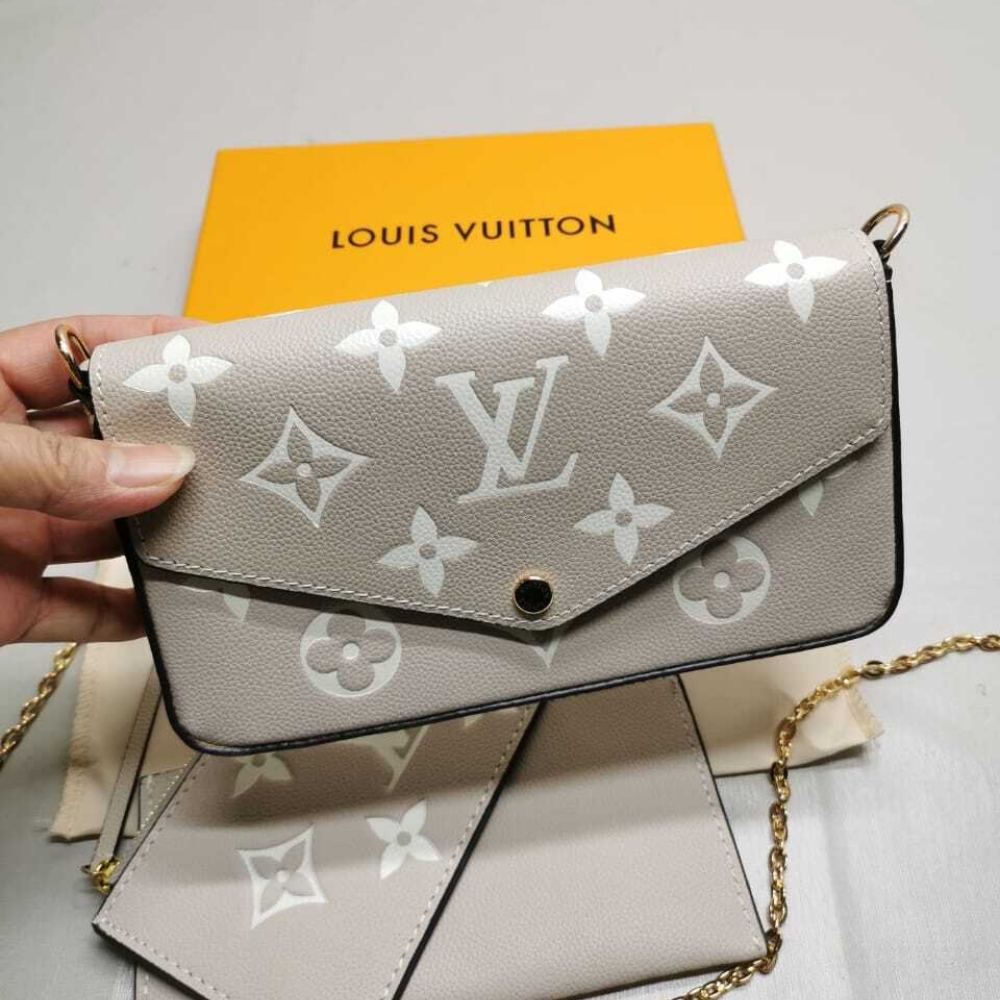 Alternative view of LOUIS VUITTON FÉLICIE POCHETTE MONOGRAM BRUME GRAY 21CM M14227