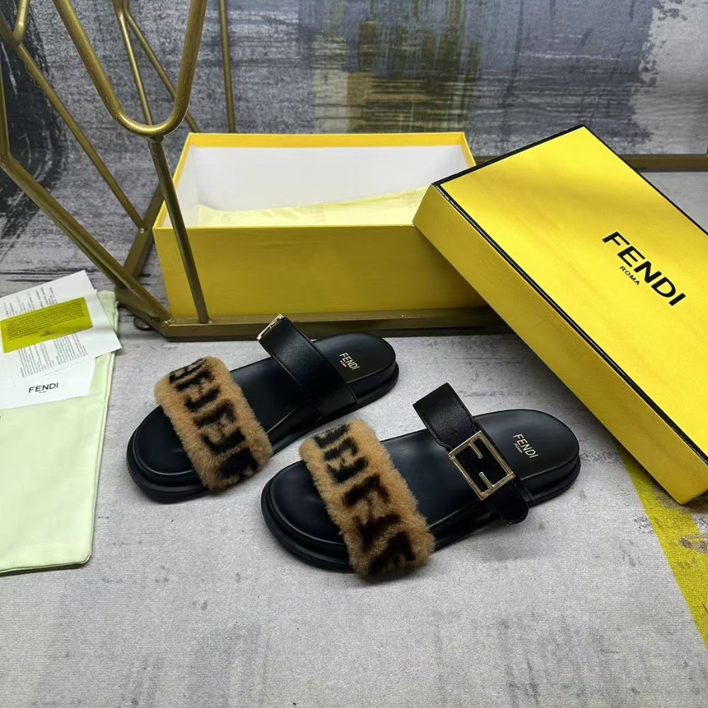 FENDI FEEL MINK FF SLIDES BLACK 8X8710A8P2F182F - Image 4