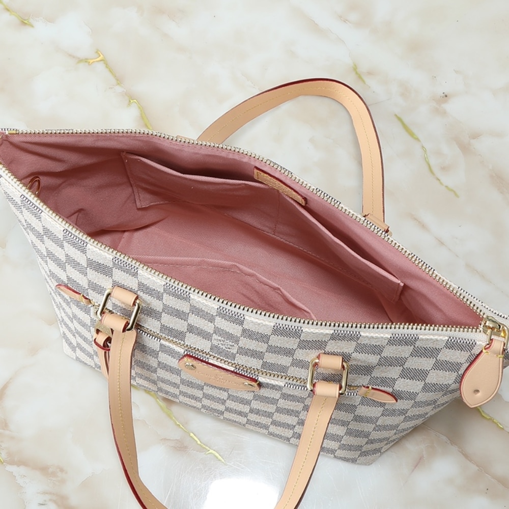 LOUIS VUITTON LENA PM BAG DAMIER AZUR WHITE 35CM - Image 7