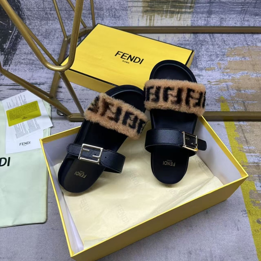 FENDI FEEL MINK FF SLIDES BLACK 8X8710A8P2F182F - Image 5