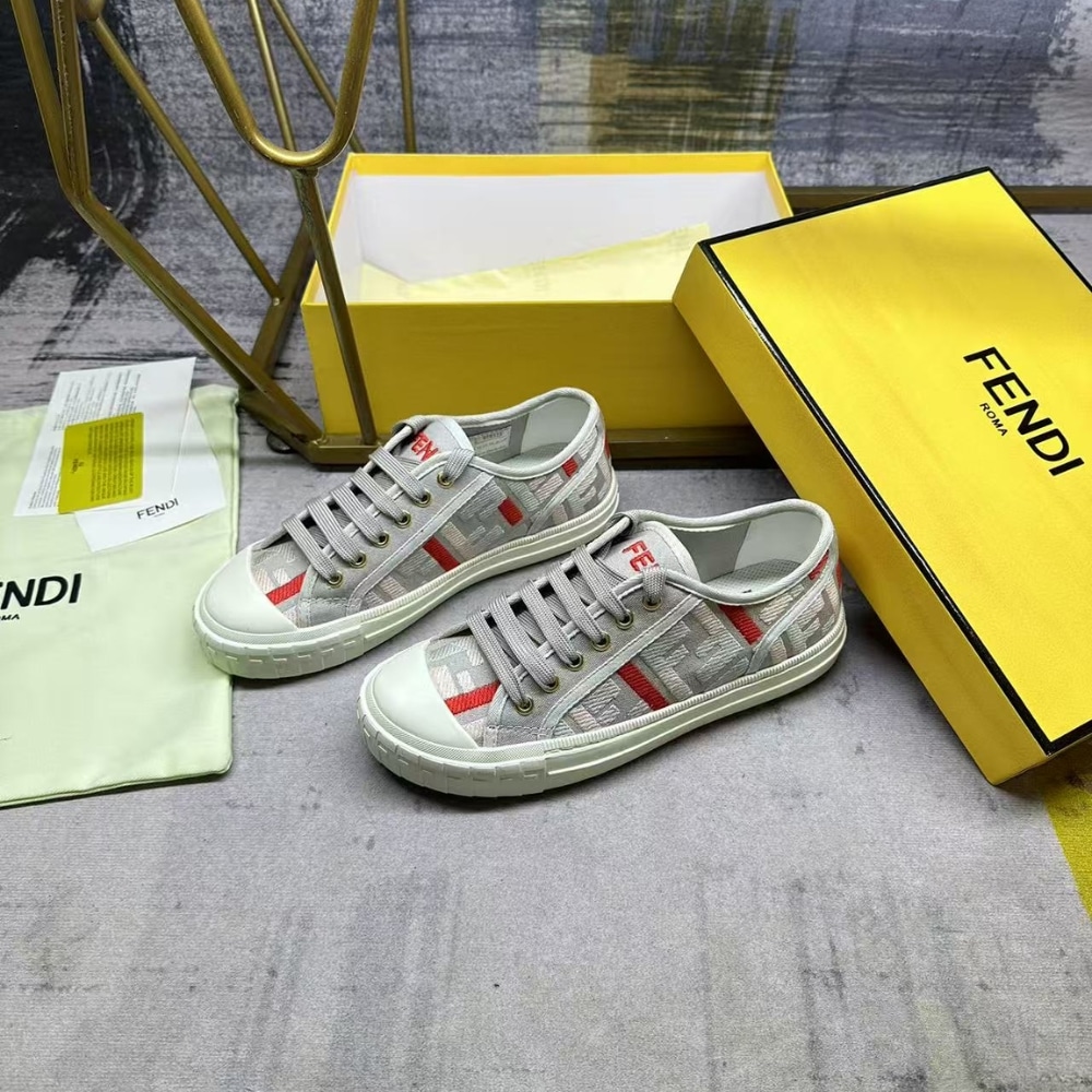 FENDI DOMINO SNEAKER GRAY BEIGE 8E8325ARIV F1SZE - Image 4