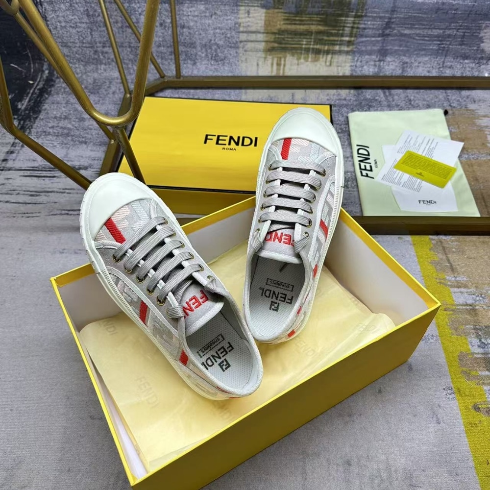 FENDI DOMINO SNEAKER GRAY BEIGE 8E8325ARIV F1SZE - Image 5