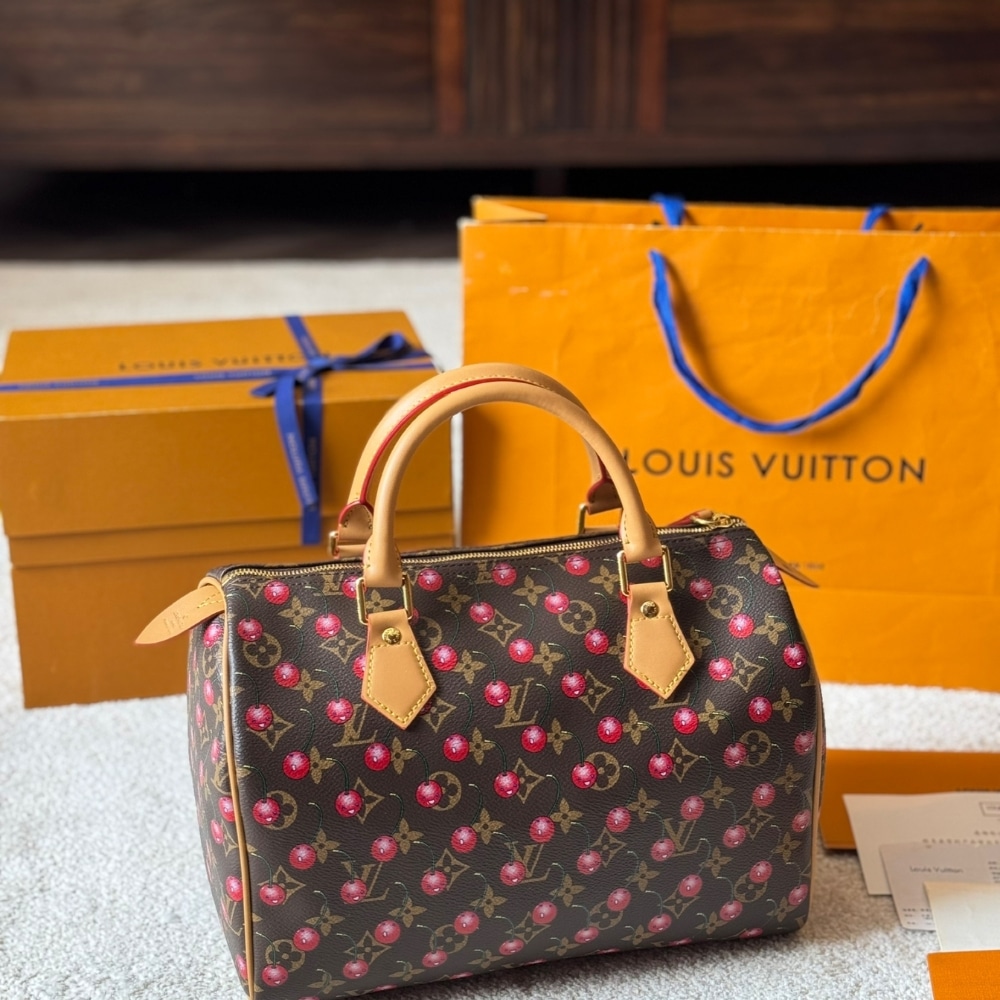 ICONIC SET: LOUIS VUITTON X TAKASHI MURAKAMI CERISE SPEEDY 25 & CHERRY PORTE MONNAIE ZIPPY WALLET - Image 3
