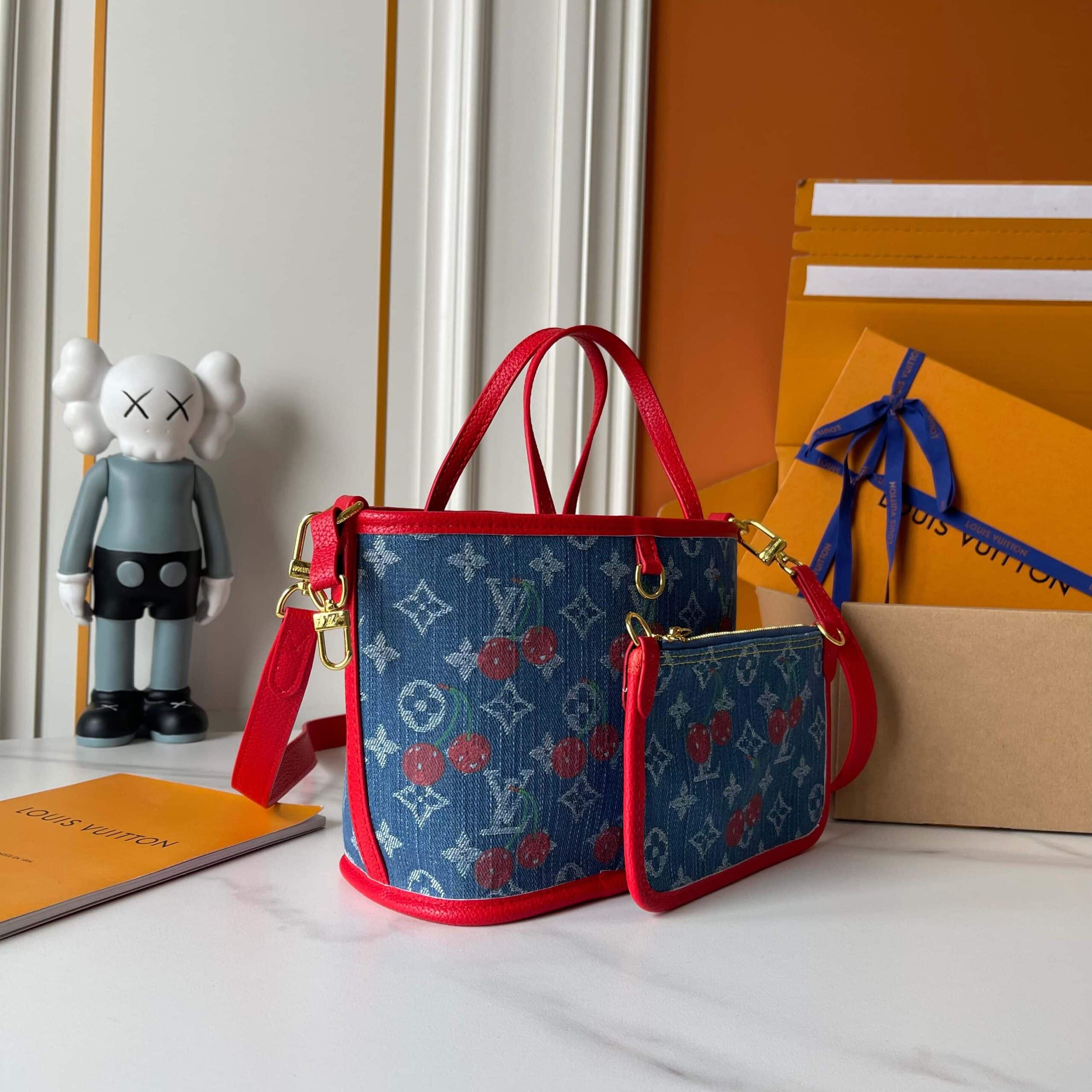 LOUIS VUITTON X TAKASHI MURAKAMI NEVERFULL INSIDE OUT BB DENIM BLUE 26CM M14997 - Image 4