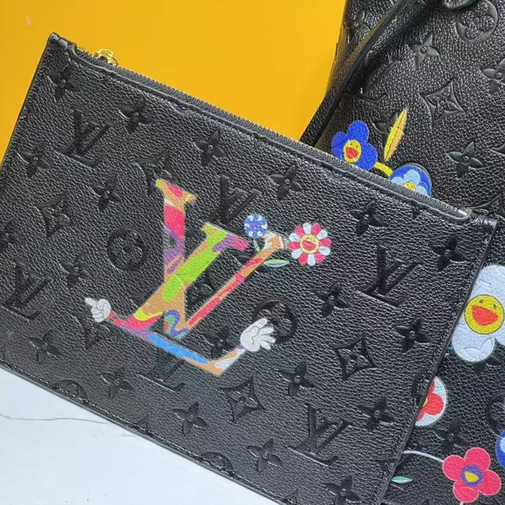 ICONIC SET: LOUIS VUITTON X TAKASHI MURAKAMI SUPERFLAT NEVERFULL MM & ZIPPY WALLET - Image 3