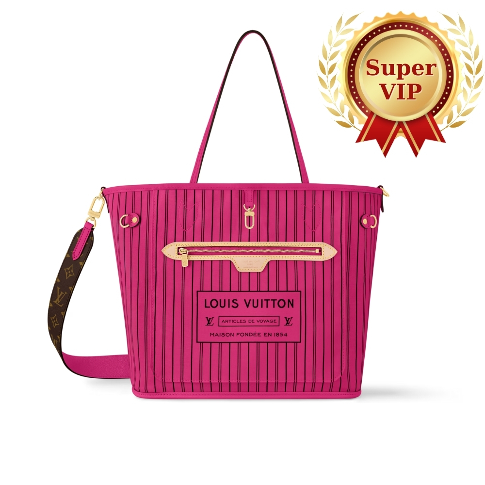 [SUPER VIP 1:1] LOUIS VUITTON NEVERFULL BANDOULIÈRE INSIDE OUT MM BAG PINK 31CM M12707