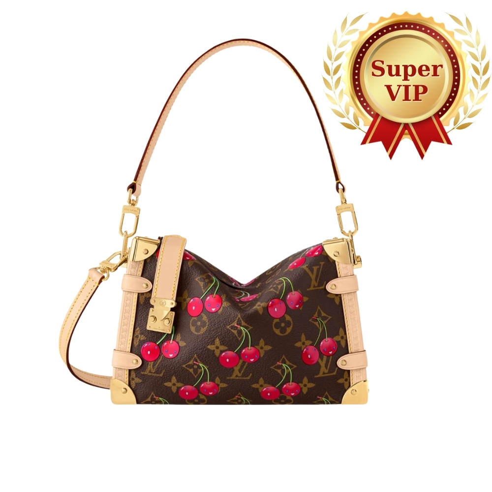 [SUPER VIP 1:1] LOUIS VUITTON X MURAKAMI SIDE TRUNK MM MONOGRAM CERISE BROWN 23CM M14278