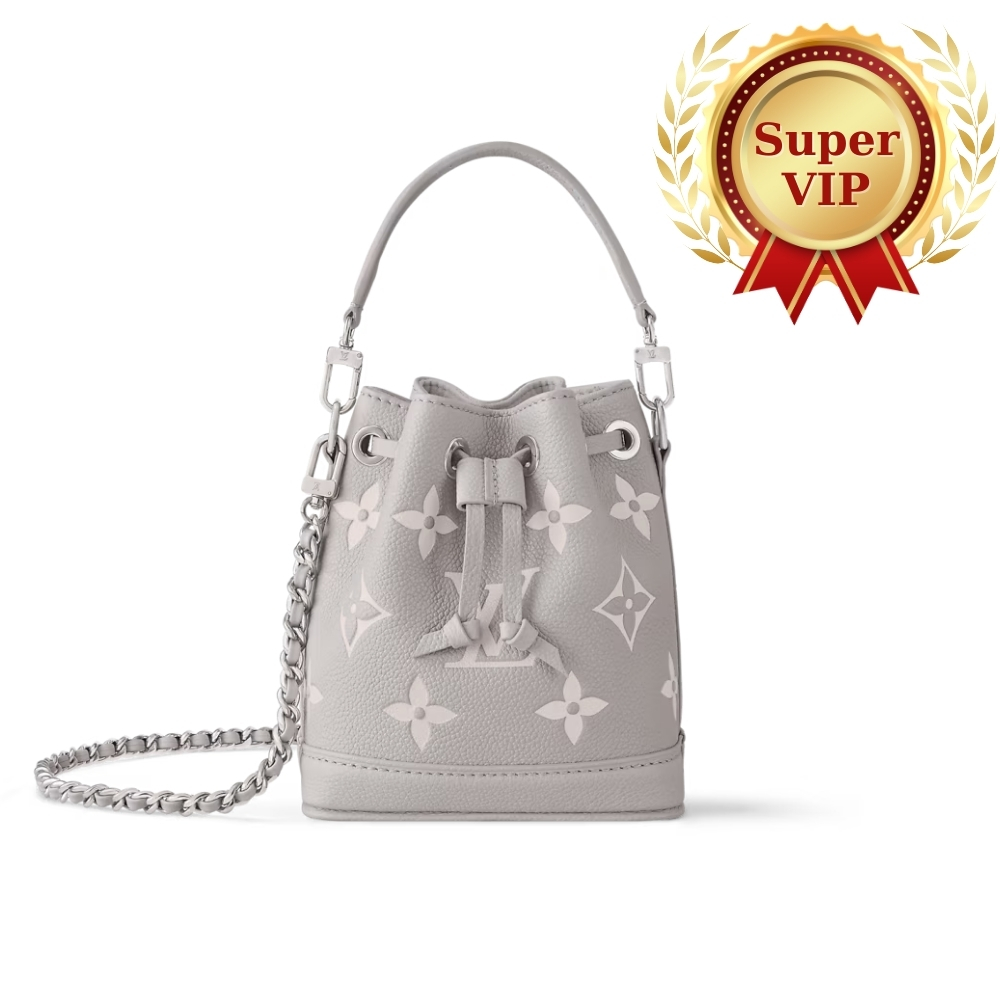 [SUPER VIP 1:1] LOUIS VUITTON NANO NOÉ BRUME GRAY AND WHITE QUARTZ 16CM M14224