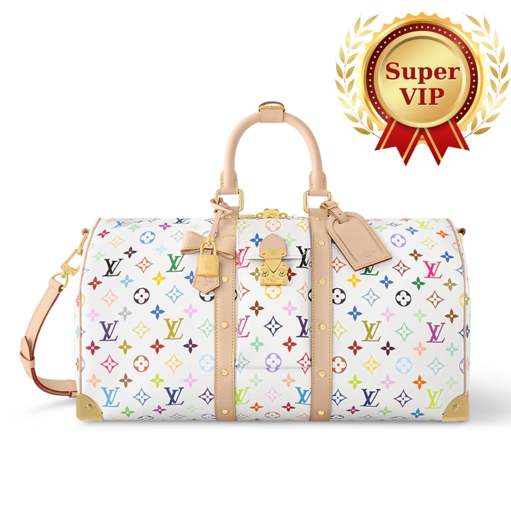 [SUPER VIP 1:1] LOUIS VUITTON X MURAKAMI KEEPALL BANDOULIÈRE 45 WHITE 45CM M13742