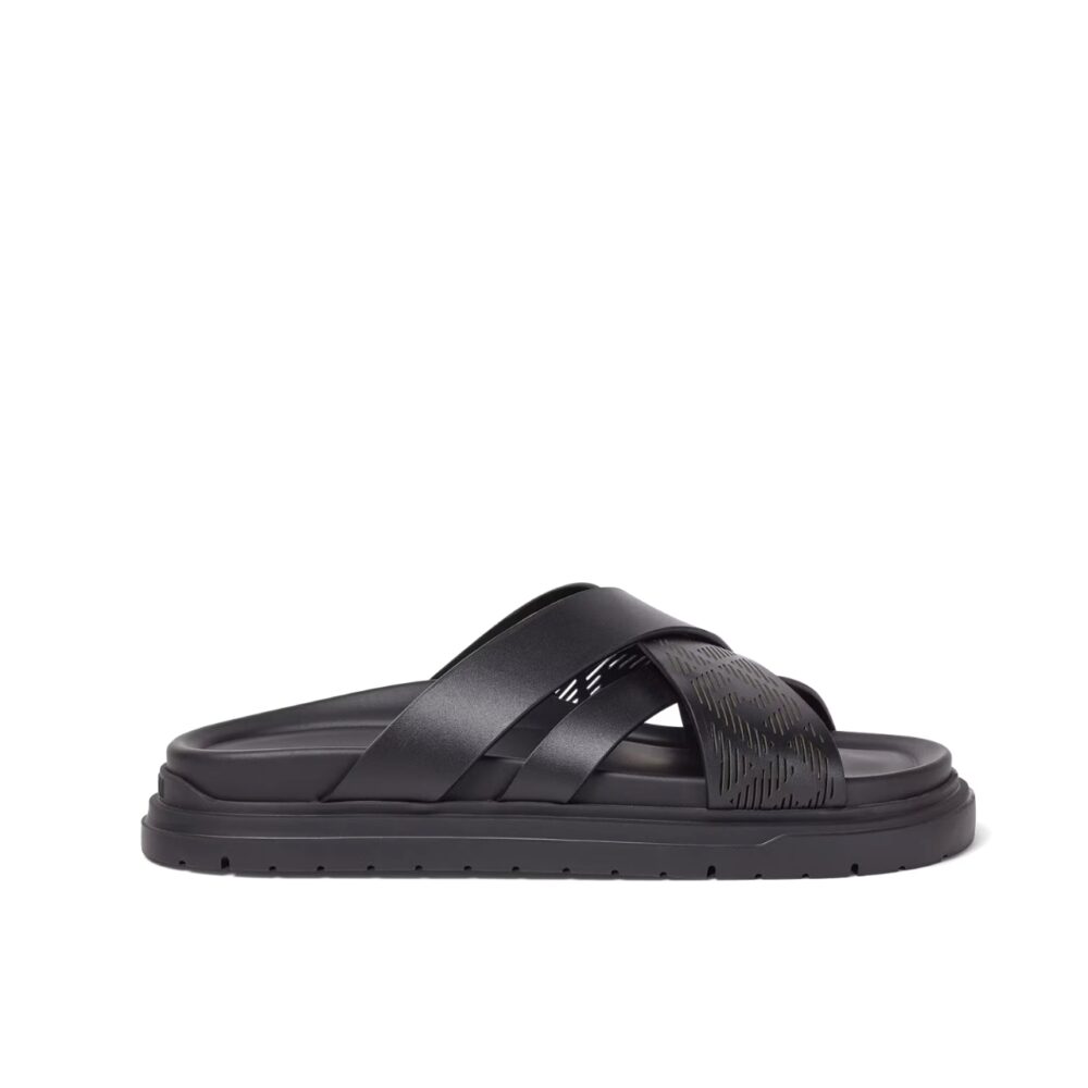 FENDI BLACK LEATHER SLIDES 7X1770ARIDF0ABB