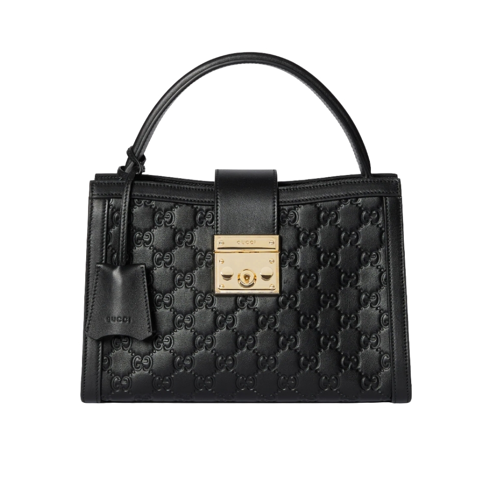 GUCCI PADLOCK MEDIUM TOP HANDLE BAG BLACK 25CM 838992 AAFDV 1000