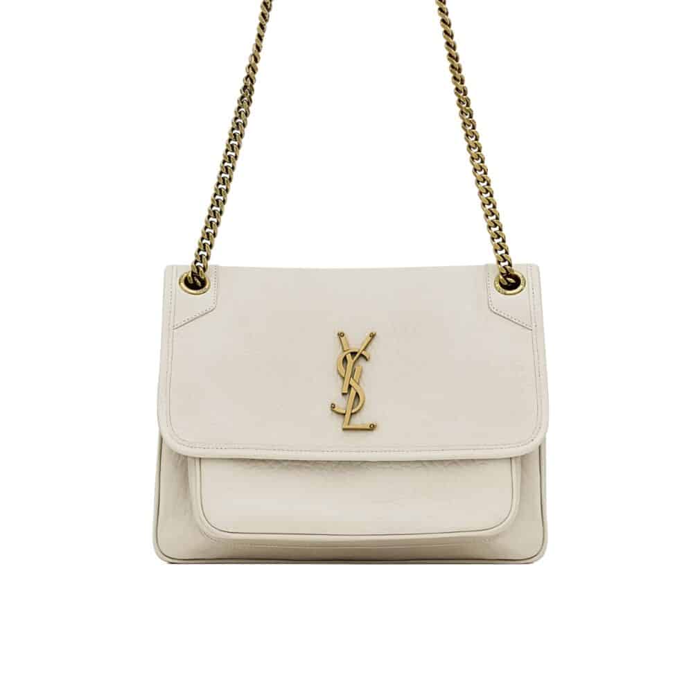 SAINT LAURENT NIKI VINTAGE MEDIUM IN GRAINED WHITE 28CM 633178AACYT9207