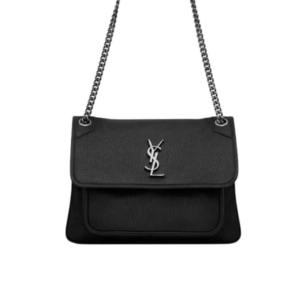 SAINT LAURENT NIKI VINTAGE MEDIUM IN GRAINED BLACK 28CM633178AACIA1000