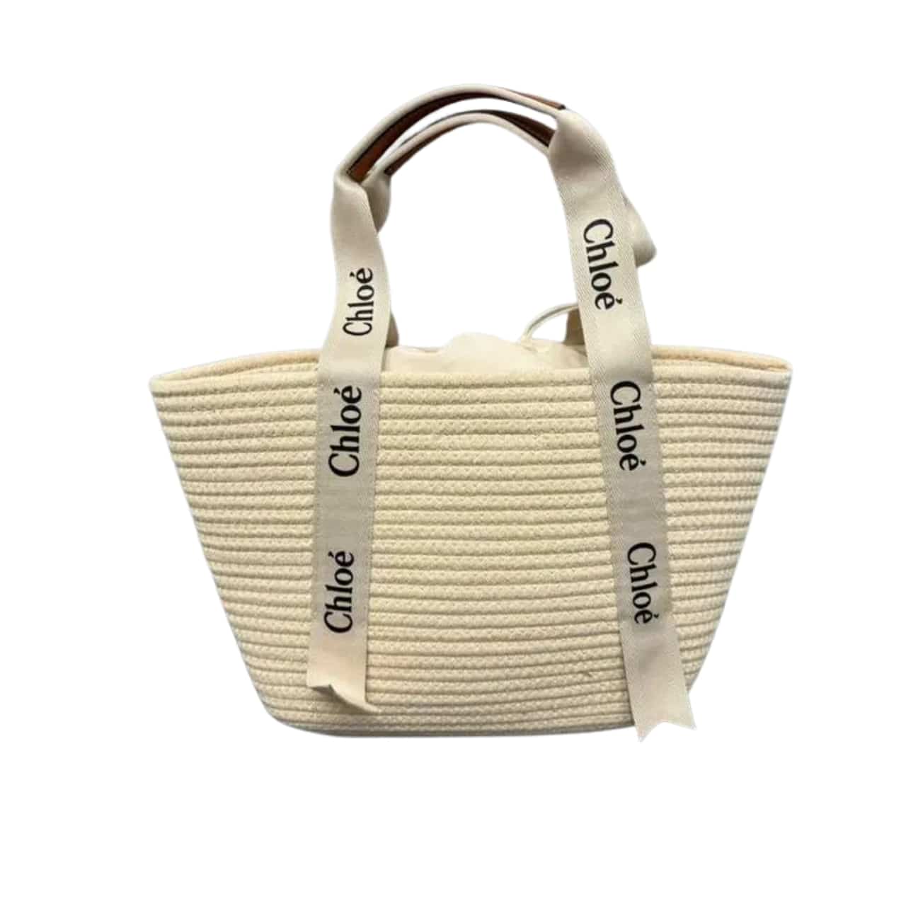 CHLOE LARGE WOODY BASKET BEIGE 35CM