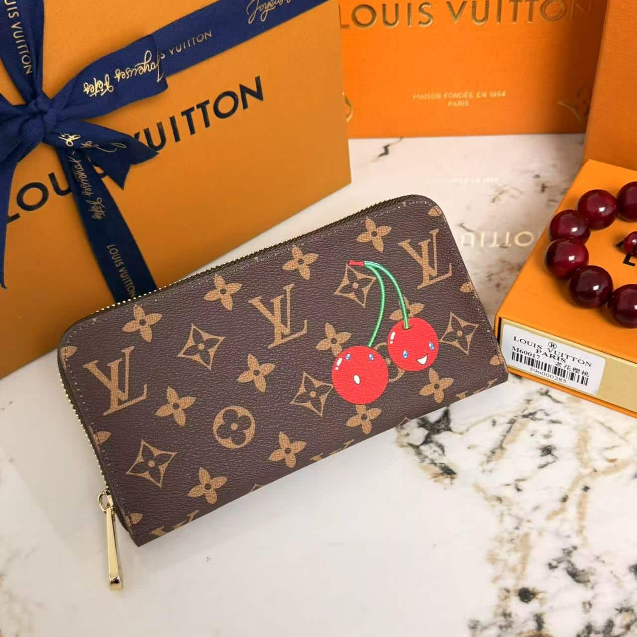 ICONIC SET: LOUIS VUITTON X TAKASHI MURAKAMI CERISE SPEEDY 25 & CHERRY PORTE MONNAIE ZIPPY WALLET - Image 8