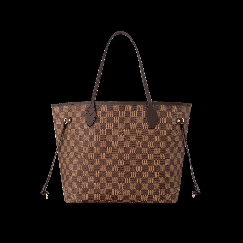 LOUIS VUITTON DAMIER EBENE NEVERFULL MM BROWN AND RED 32CM N40599