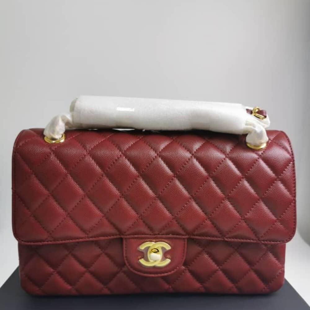 Alternative view of CHANEL MEDIUM CLASSIC DOUBLE FLAP BURGUNDY GOLD HARDWARE 25CM