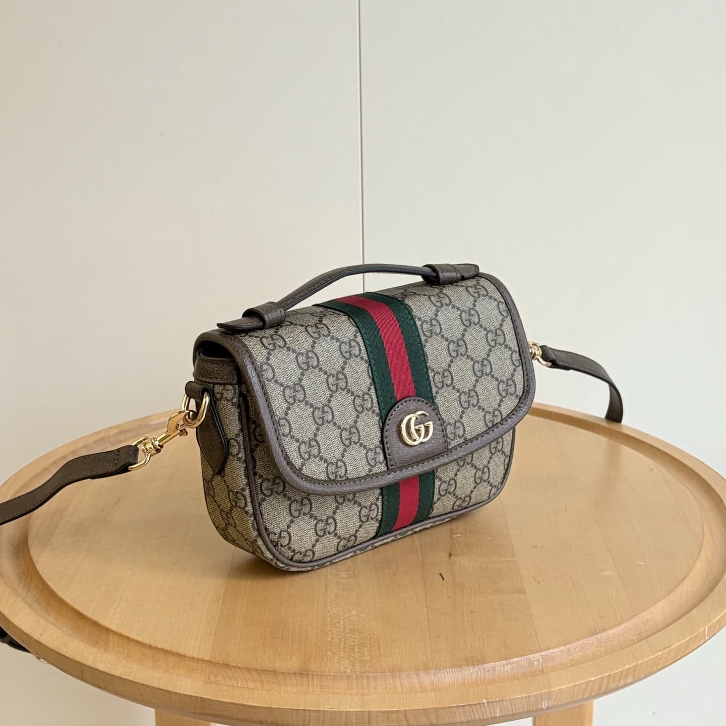 GUCCI OPHIDIA SMALL TOP HANDLE BAG BEIGE AND DARK BROWN 20CM 836843 FAE0J 9867 - Image 3