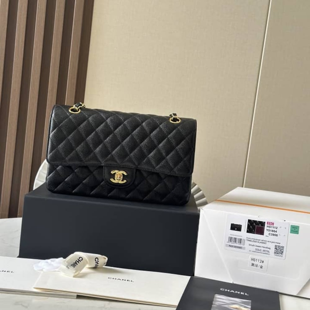 Alternative view of [SUPER VIP 1:1] CHANEL MEDIUM CLASSIC HANDBAG GRAINED AND GOLD TONE METAL BLACK 26CM A01113 Y01864 C3906