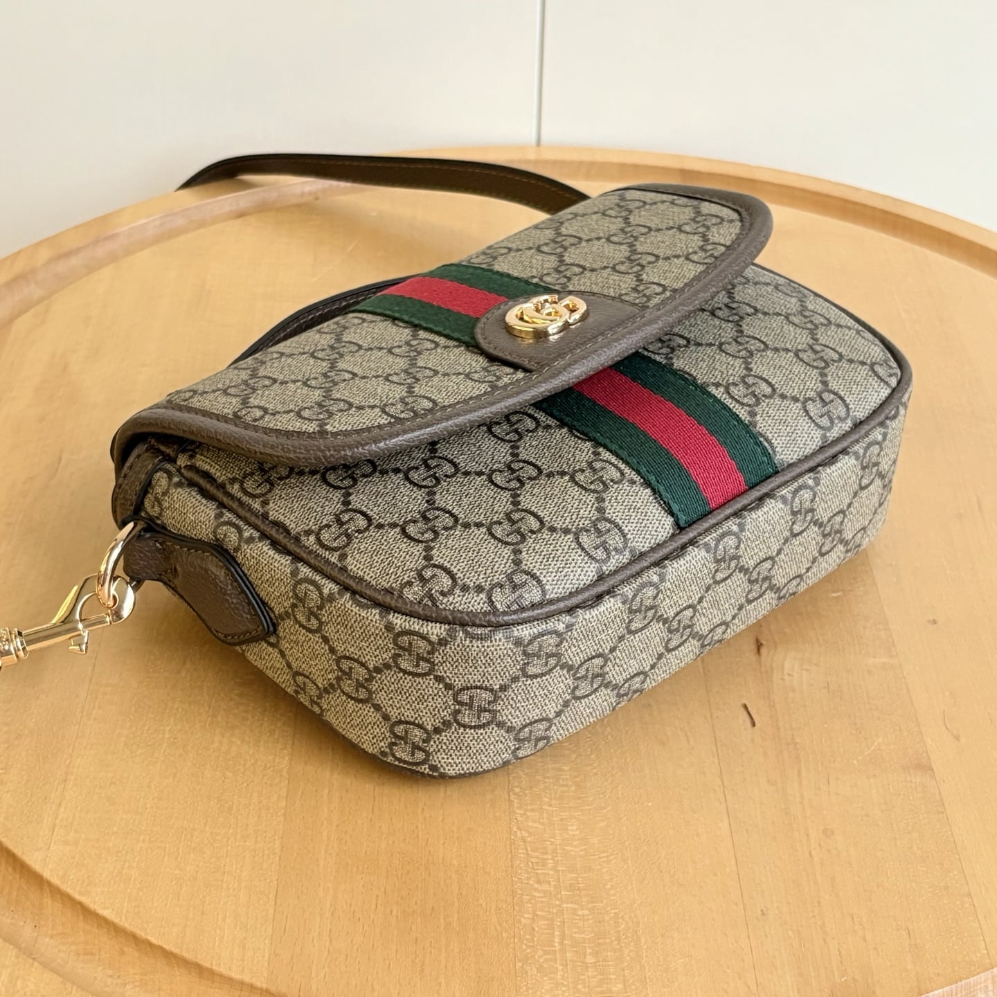 GUCCI OPHIDIA SMALL TOP HANDLE BAG BEIGE AND DARK BROWN 20CM 836843 FAE0J 9867 - Image 5