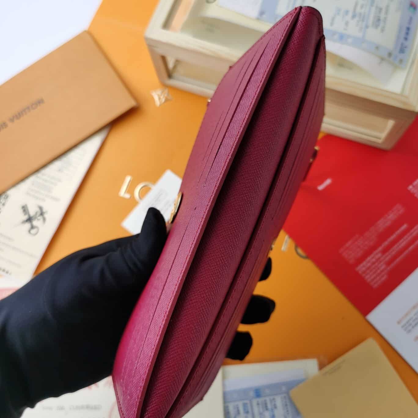 LOUIS VUITTON CLEMENCE WALLET BROWN CANVAS PINK 21CM M60742 - Image 9