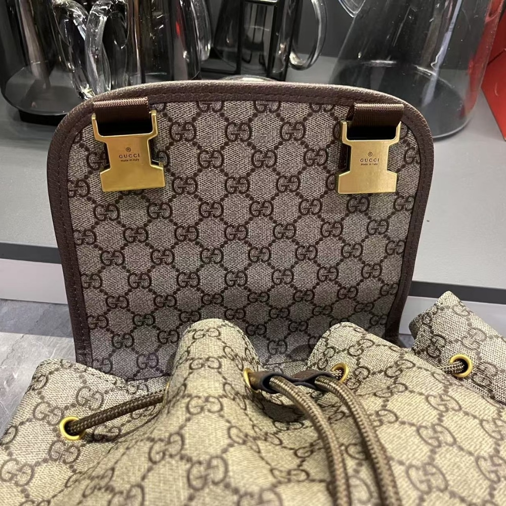 GUCCI OPHIDIA LARGE BACKPACK BEIGE AND DARK BROWN 46CM 839110 FAEWQ 9845 - Image 9