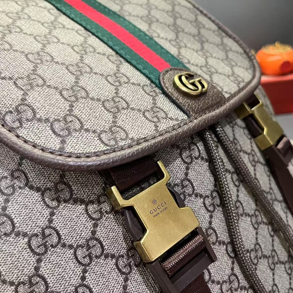 GUCCI OPHIDIA LARGE BACKPACK BEIGE AND DARK BROWN 46CM 839110 FAEWQ 9845 - Image 8
