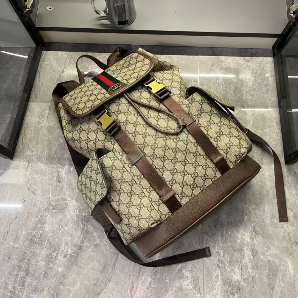 GUCCI OPHIDIA LARGE BACKPACK BEIGE AND DARK BROWN 46CM 839110 FAEWQ 9845 - Image 7