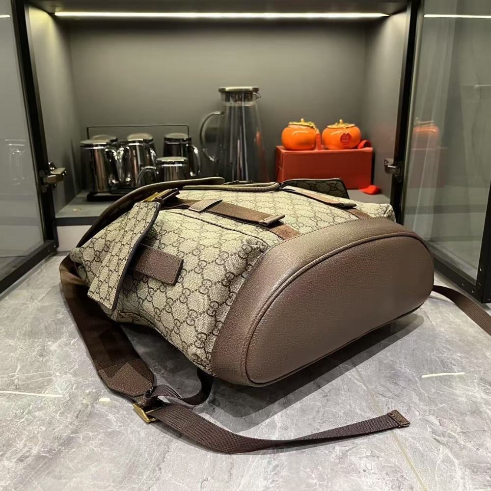 GUCCI OPHIDIA LARGE BACKPACK BEIGE AND DARK BROWN 46CM 839110 FAEWQ 9845 - Image 6