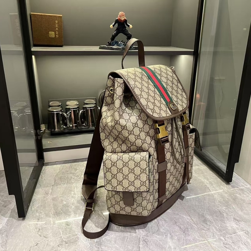 GUCCI OPHIDIA LARGE BACKPACK BEIGE AND DARK BROWN 46CM 839110 FAEWQ 9845 - Image 4