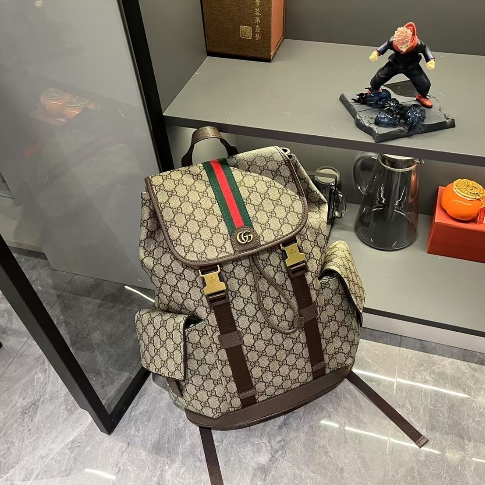 GUCCI OPHIDIA LARGE BACKPACK BEIGE AND DARK BROWN 46CM 839110 FAEWQ 9845 - Image 3