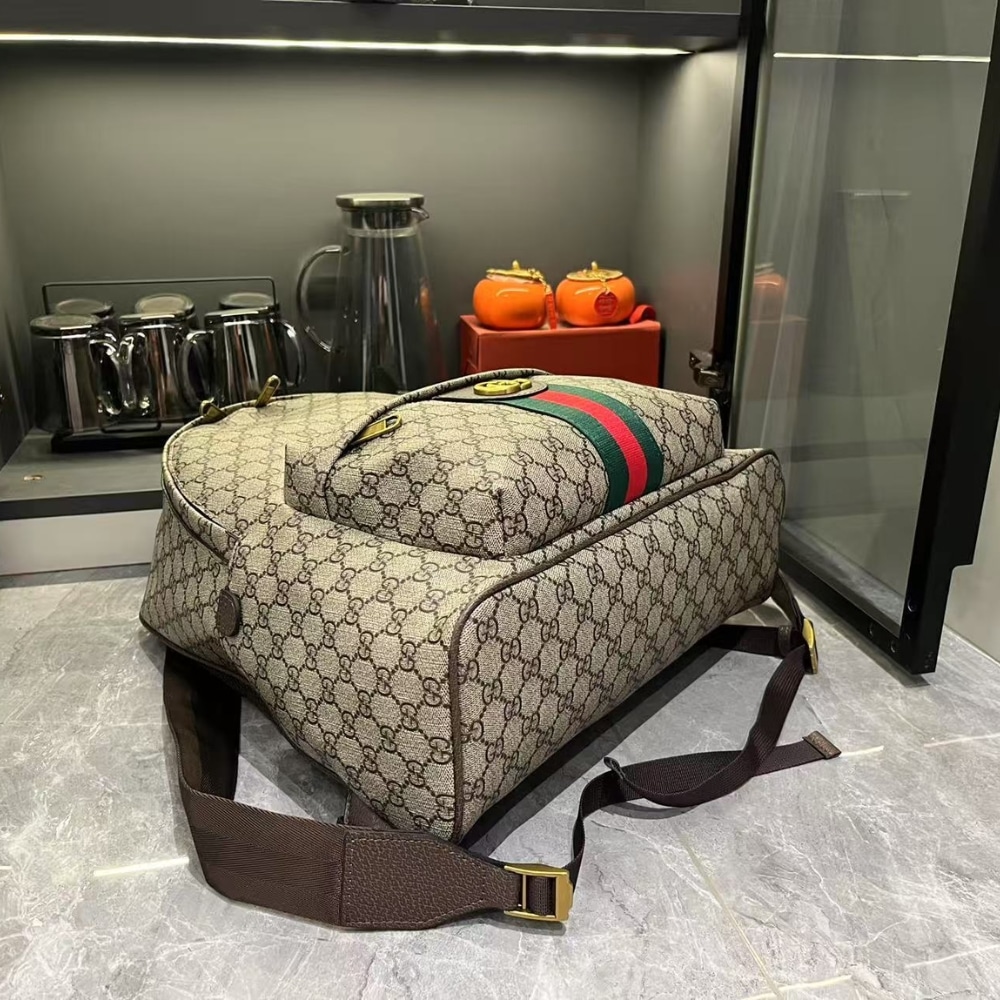 GUCCI OPHIDIA MEDIUM BACKPACK BEIGE AND DARK BROWN 41CM 834466 FAEOJ 9747 - Image 6