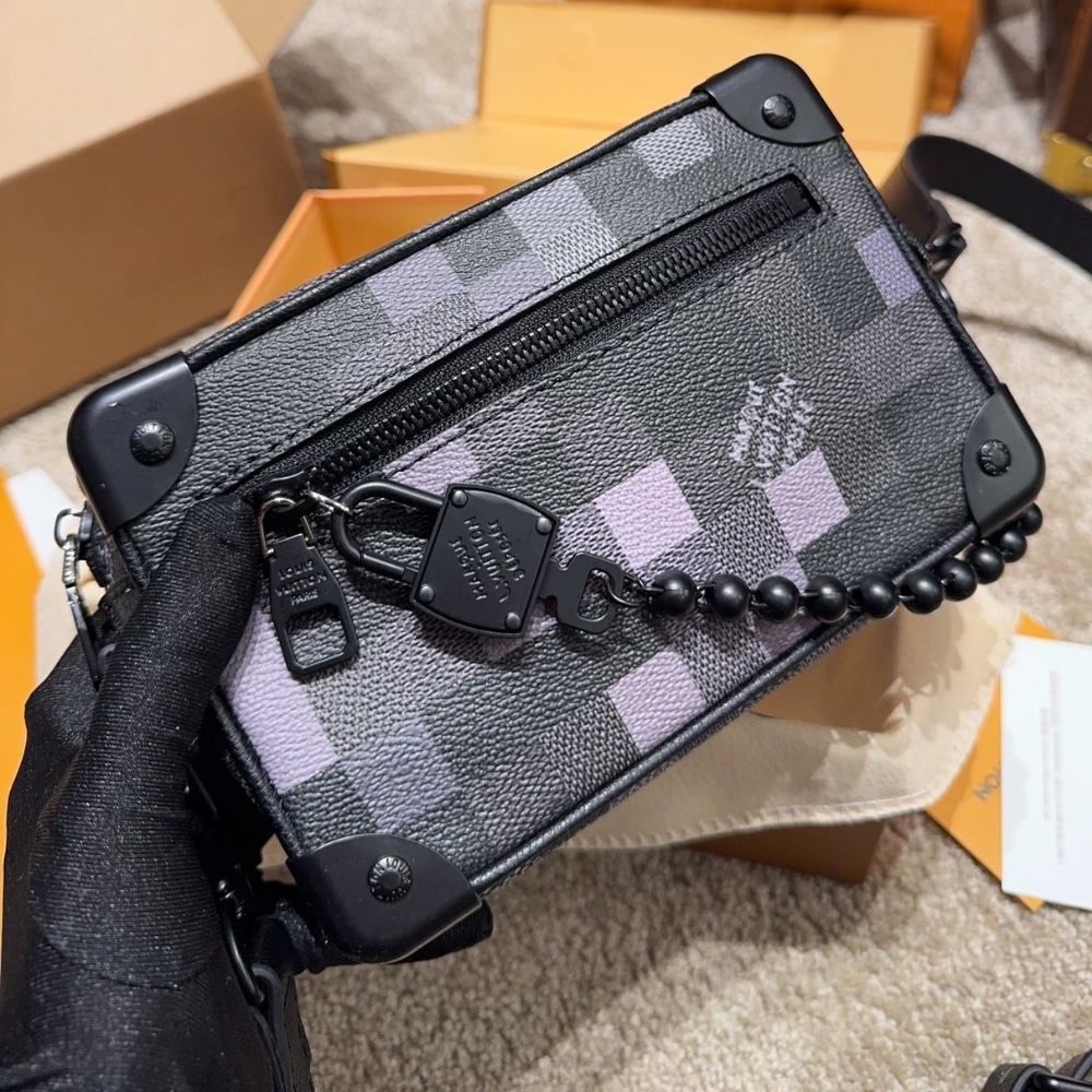 LOUIS VUITTON MINI SOFT TRUNK BOX BAG BLACK 18CM M14922 - Image 4