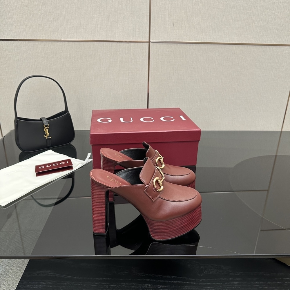 Alternative view of GUCCI WOMEN PLATFORM MULE WITH HORSEBIT RED LEATHER ‎835315 AADCW 6207