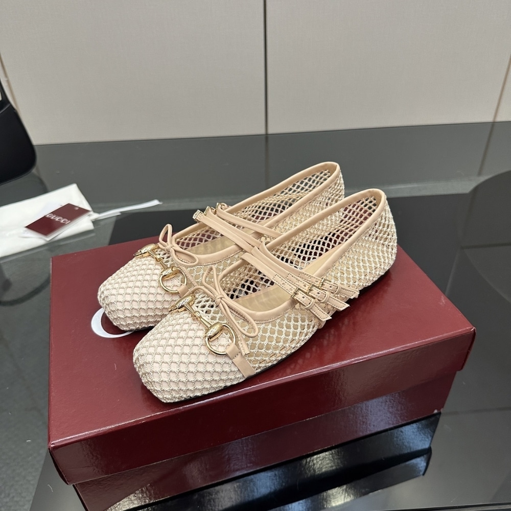 Alternative view of GUCCI WOMEN HORSEBIT BALLET FLAT BEIGE MESH ‎835077 FAEQZ 5741