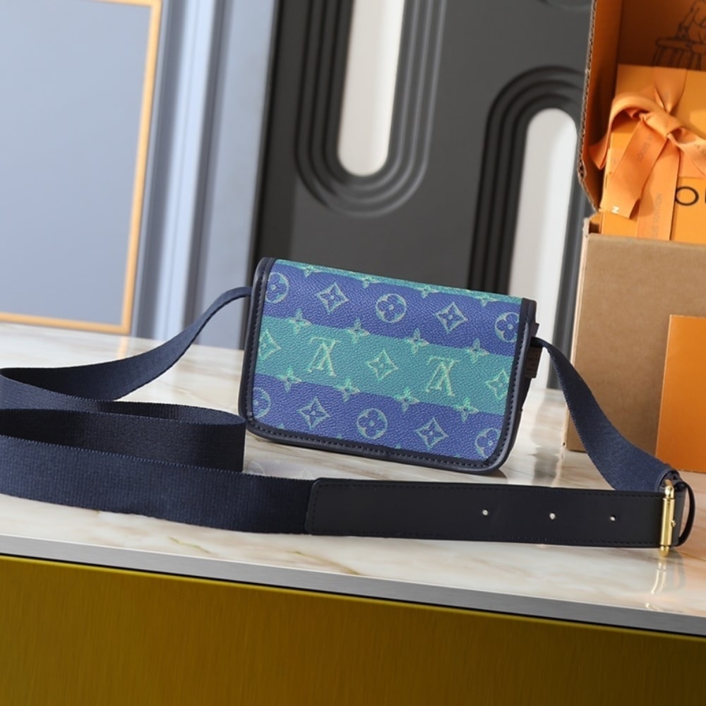 LOUIS VUITTON BOSPHORE WEARABLE WALLET BLUE STRIPES 19CM M15173 - Image 4