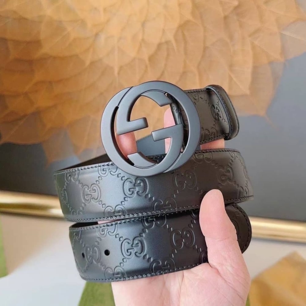 Alternative view of GUCCI BELT WITH INTERLOCKING G BUCKLE BLACK MAXI 774153 AABZA 1000