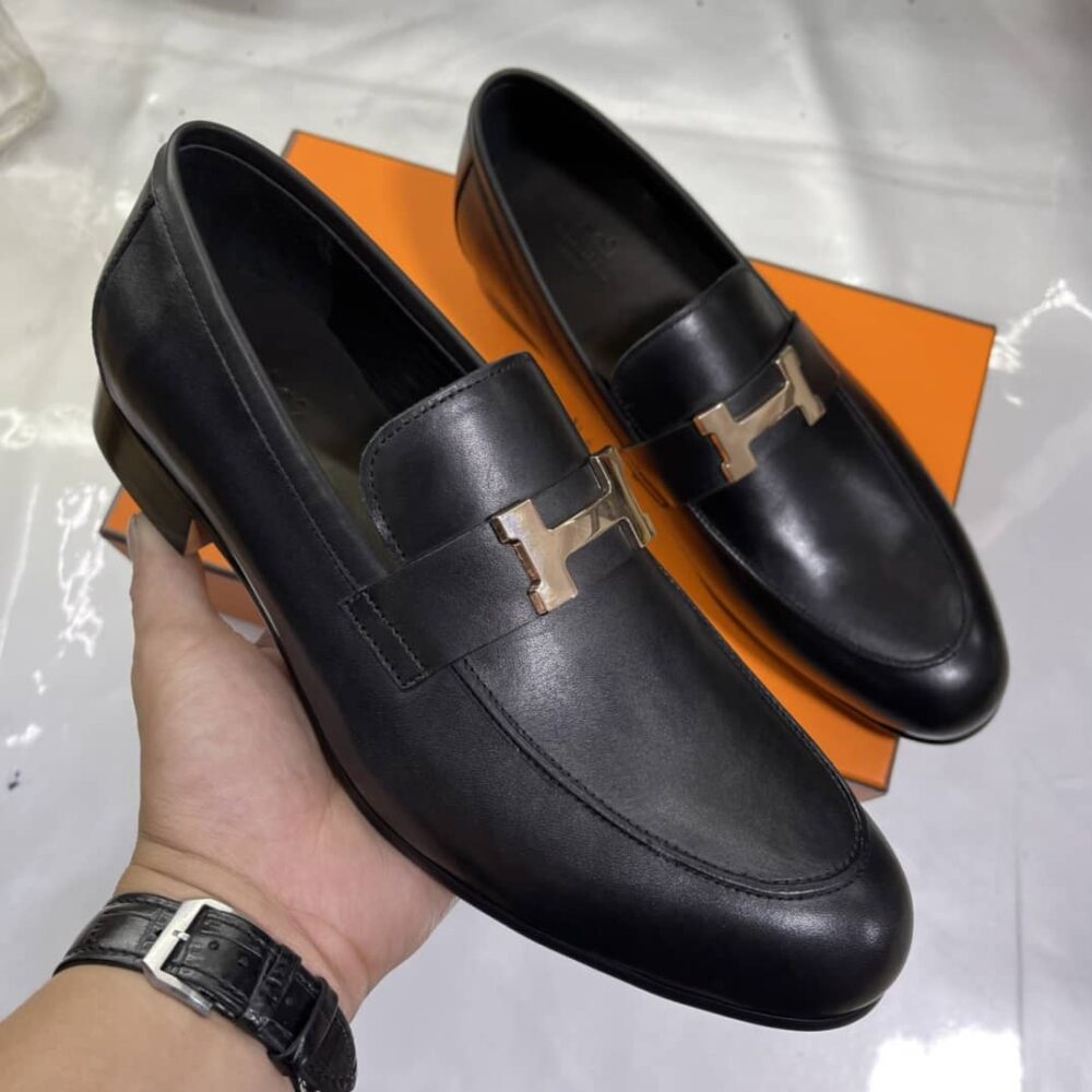 Alternative view of HERMES PARIS LOAFER BLACK WITH GOLD METAL H242900ZA03430