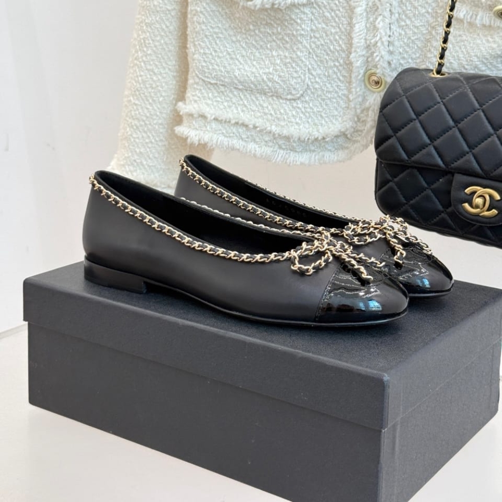 Alternative view of CHANEL BALLET FLATS BLACK LEATHER G46663 B21588 94305
