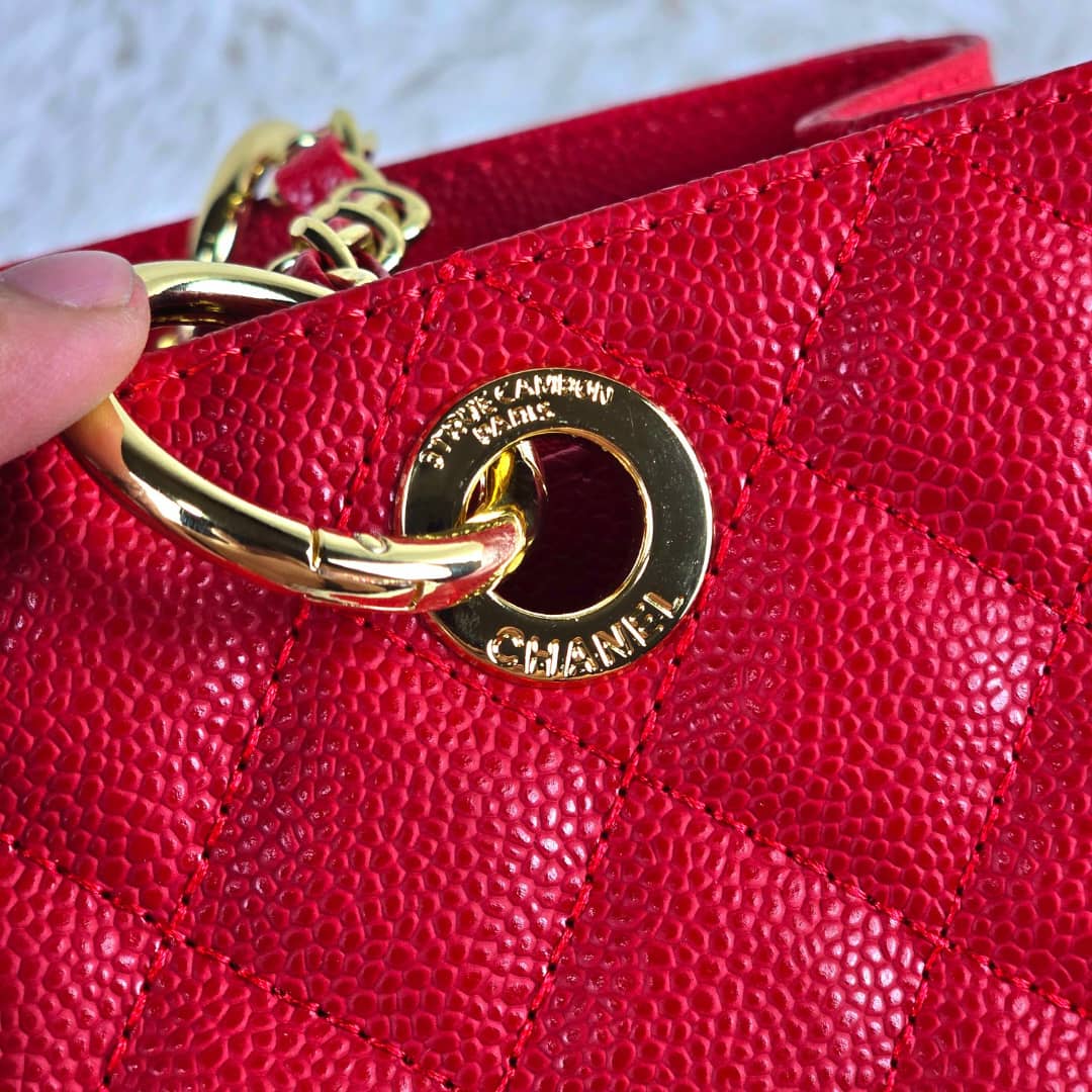 Chanel Grand Shopping Tote Red Gold 33Cm - Image 8