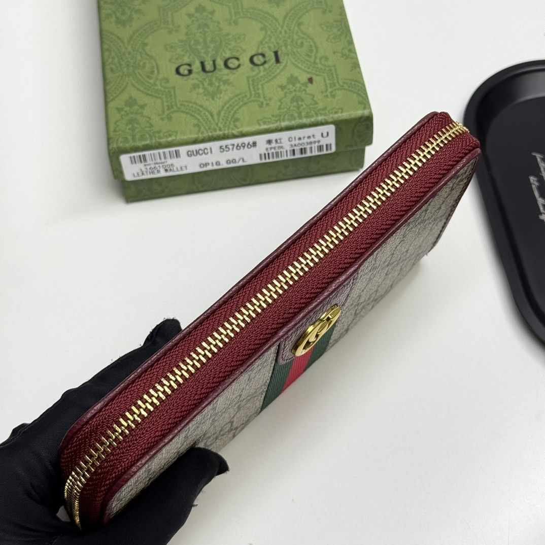 GUCCI OPHIDIA ZIP AROUND WALLET RED 19CM - Image 6